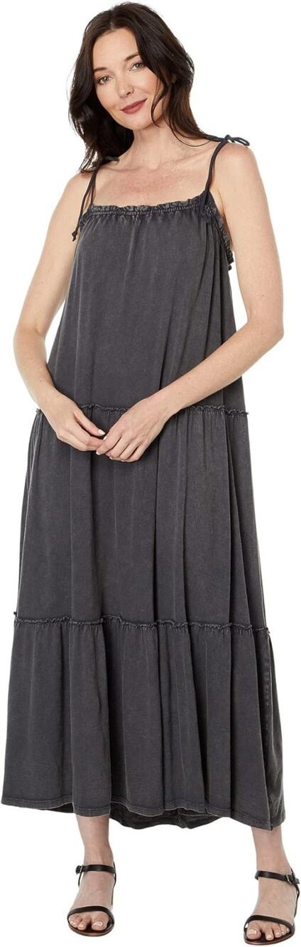 Lucky Brand Tiered Cami Maxi Dress Washed Black SM (US 4-6)